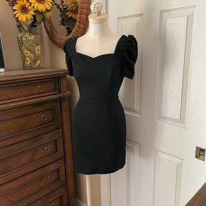 Little black dress sweetheart neckline ruched short sleeve new size 2, XS